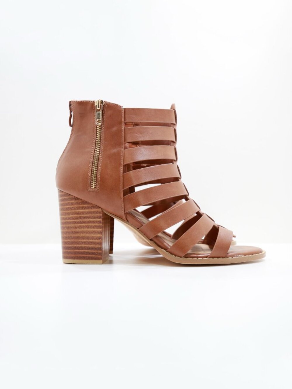 Torrid Brown Faux Leather 4" Block Heel Cage Sandals - 11 WW - Picture 3 of 7